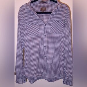 Casio Men's Blue Checkered Casual Button Down Shirt